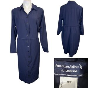 Lands' End shirt dress Women's plus size 16w Navy button down office business
